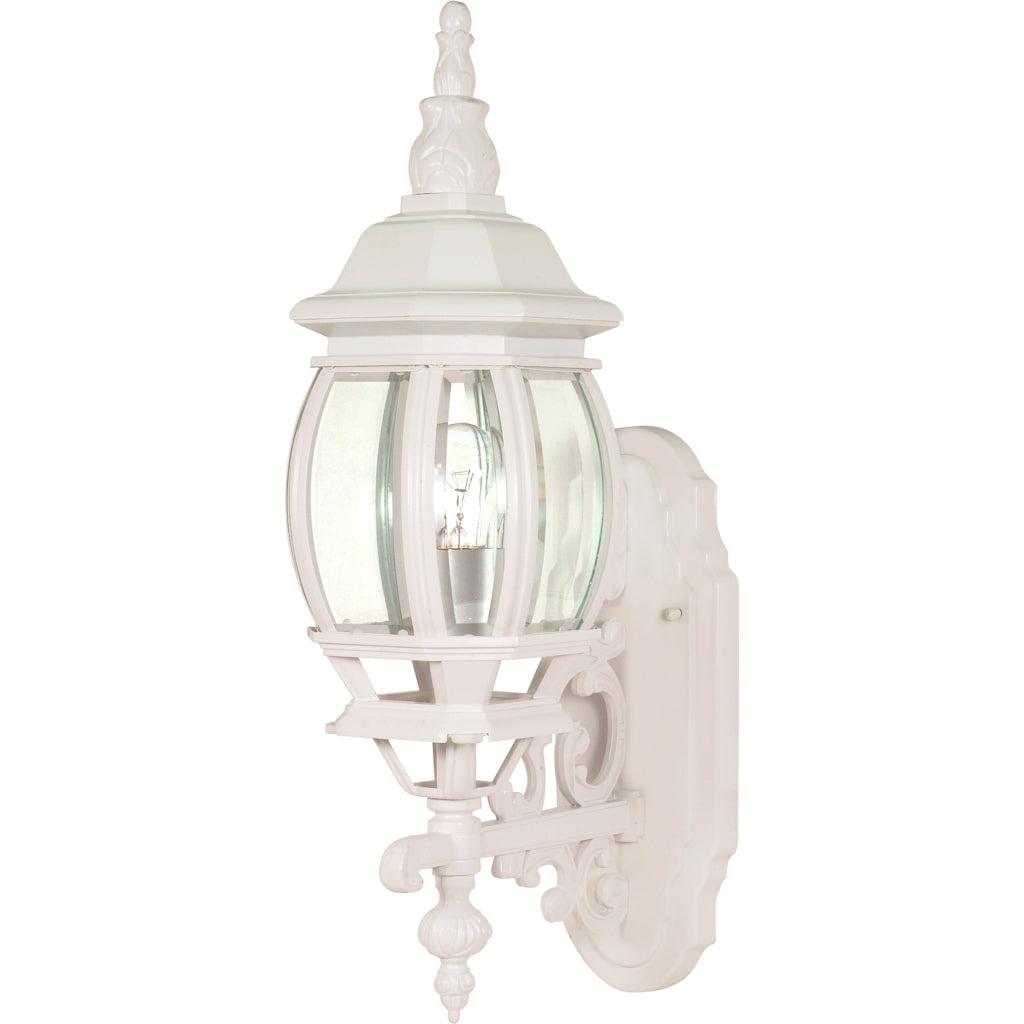 1 Light 20" White Clear Beveled Glass Panels Outdoor Wall Lantern Light Fixture 1