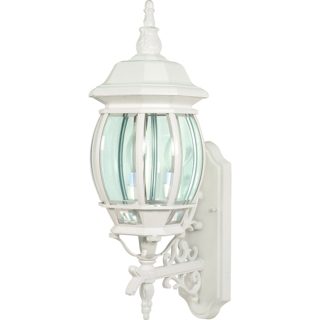 3 Light 23" White Clear Beveled Glass Panels Wall Lantern Light Fixture 1