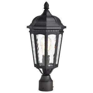 1 Lamp 19.5" 120 volt Matte Black Clear Water Glass Outdoor Post Top Lantern Light Fixture 1