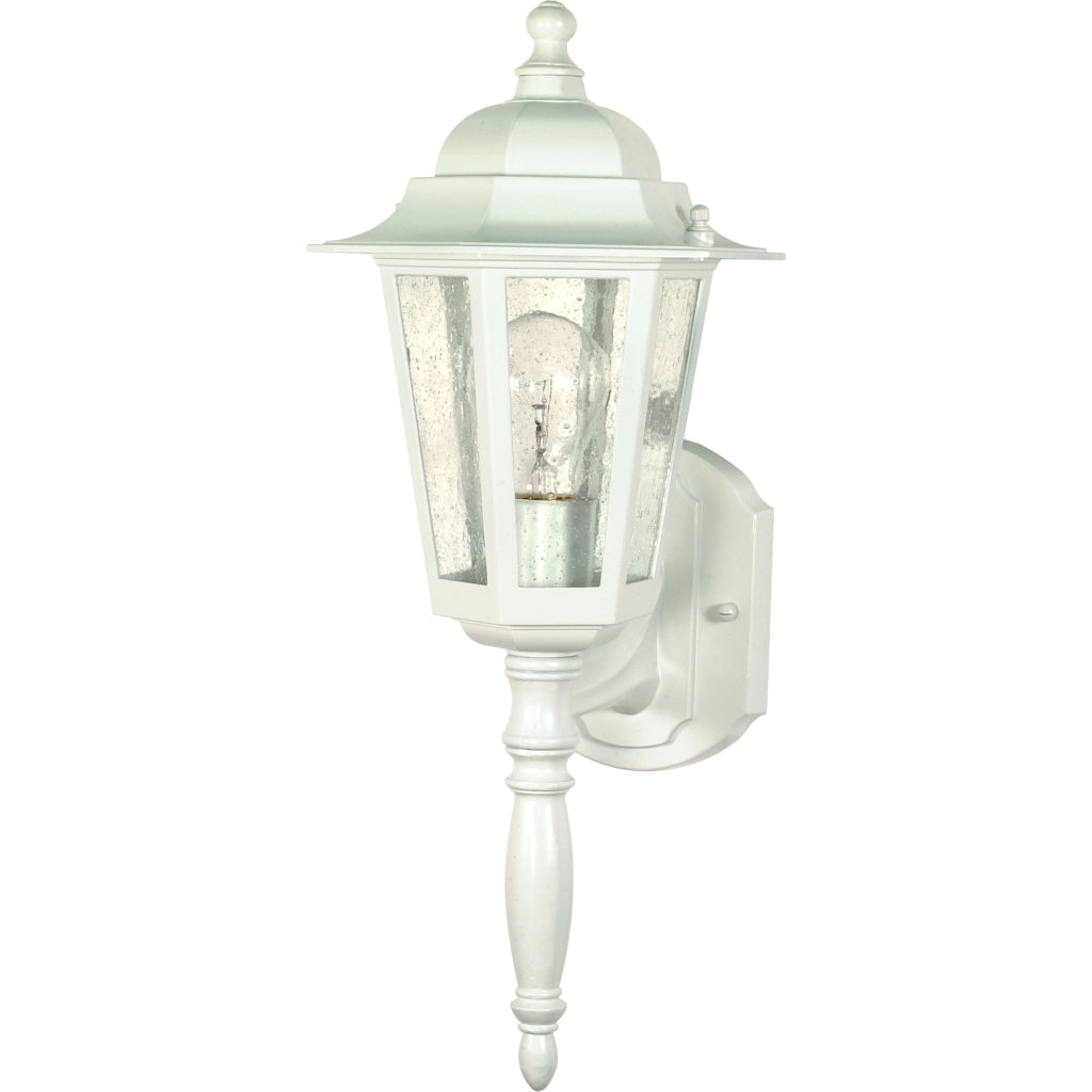 1 Light 18" White Clear Seeded Glass Shade Outdoor Wall Lantern Light Fixture 1