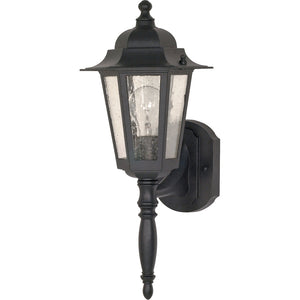 1 Light 18" Textured Black Clear Seeded Glass Shade Outdoor Wall Lantern Light Fixture 1