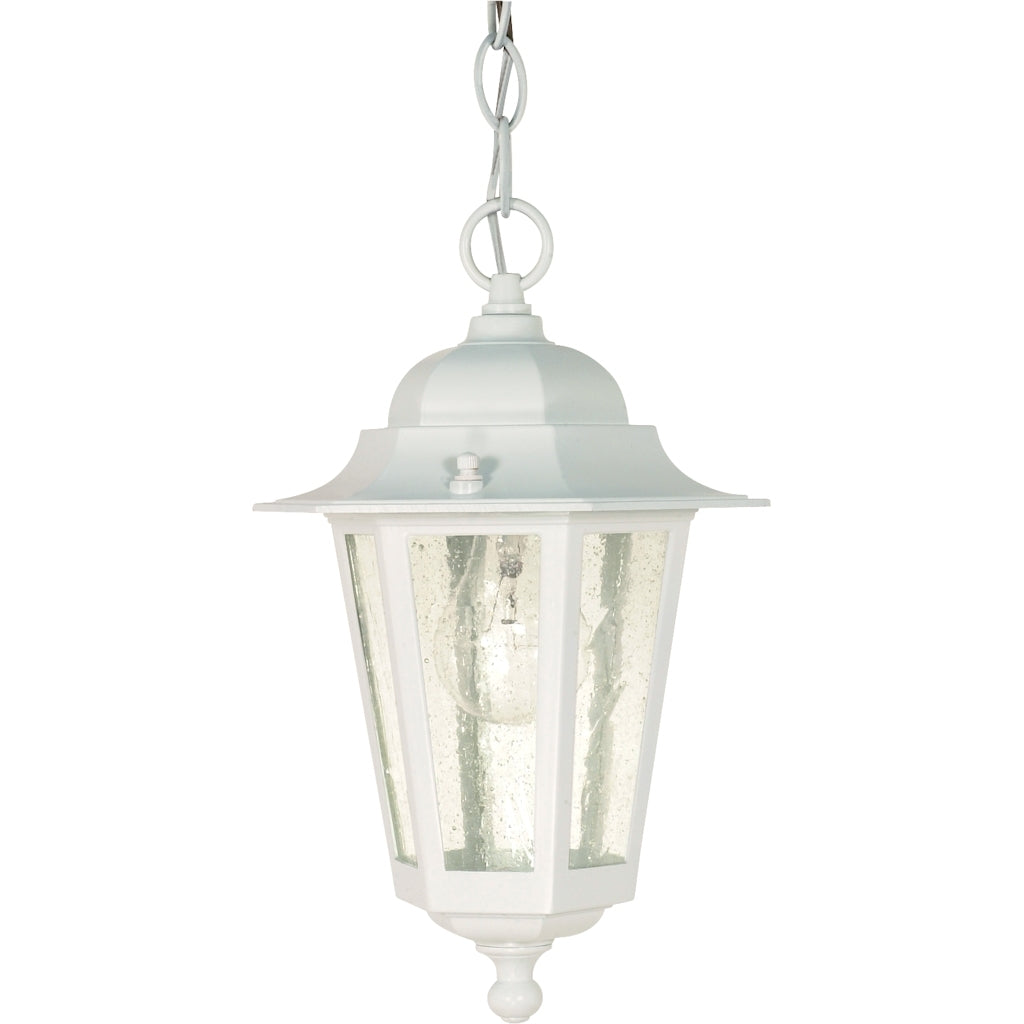 1 Light 13" White Clear Seeded Glass Shade Hanging Lantern Light Fixture 1