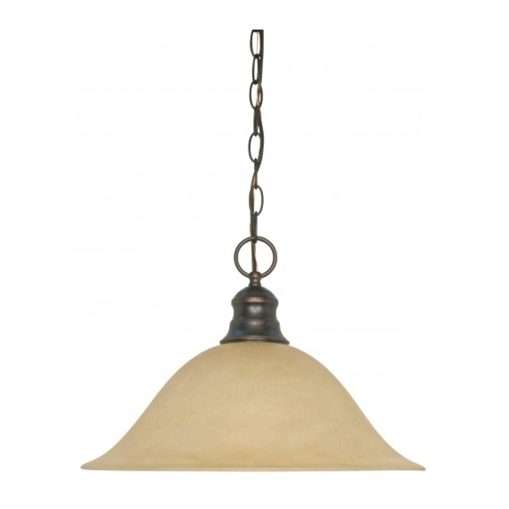 1 Light Mahogany Bronze Champagne Washed Linen Glass Shade Pendant Light Fixture 1