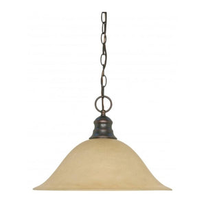 1 Light Mahogany Bronze Champagne Washed Linen Glass Shade Pendant Light Fixture 1