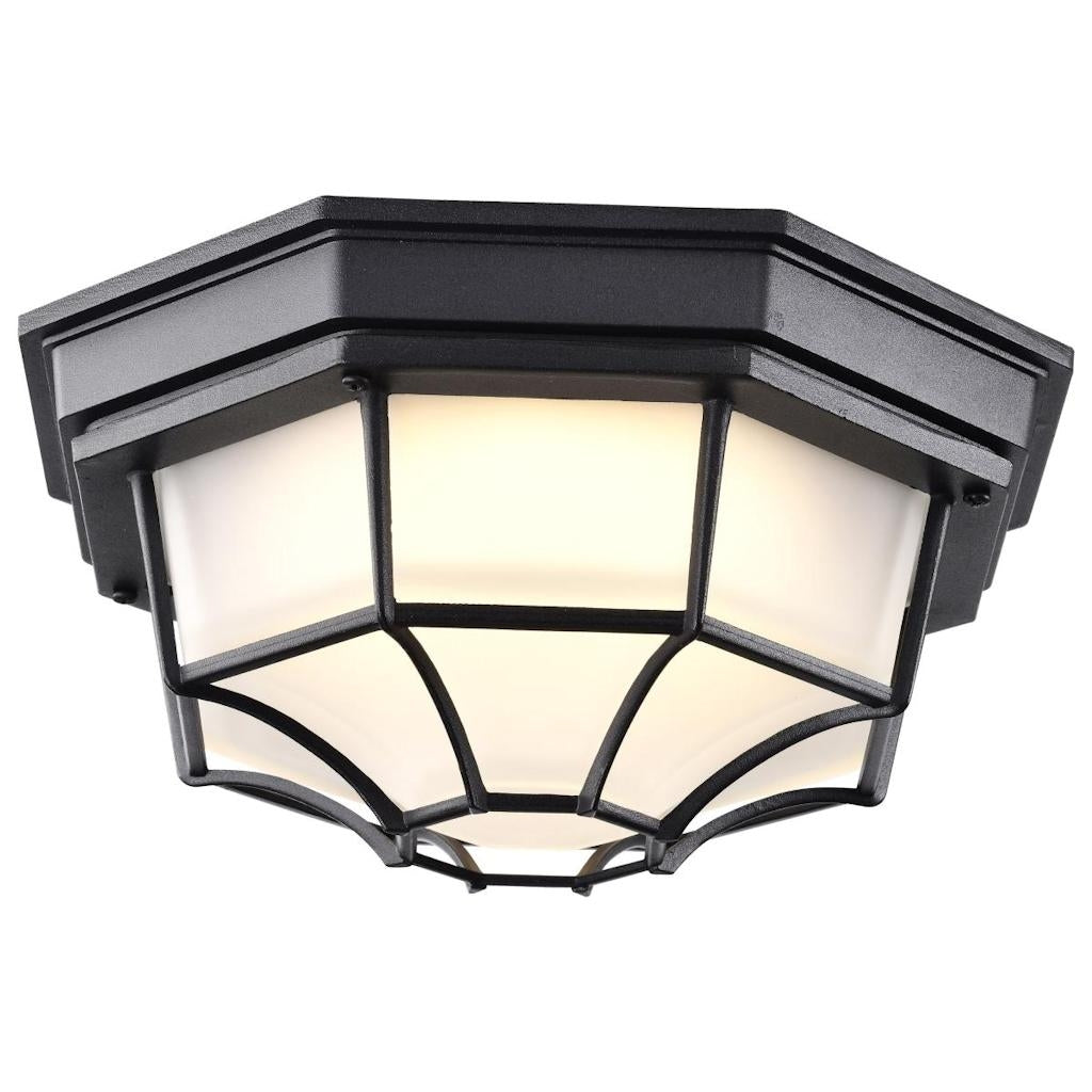 18.5 watt 120 volt 3000K Black Dimmable Frosted Glass Shade Flush Mount 1