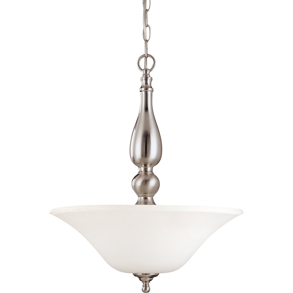 3 Light Brushed Nickel White Satin Glass Shade Pendant Light Fixture 1