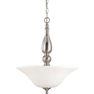 3 Light Brushed Nickel White Satin Glass Shade Pendant Light Fixture 1