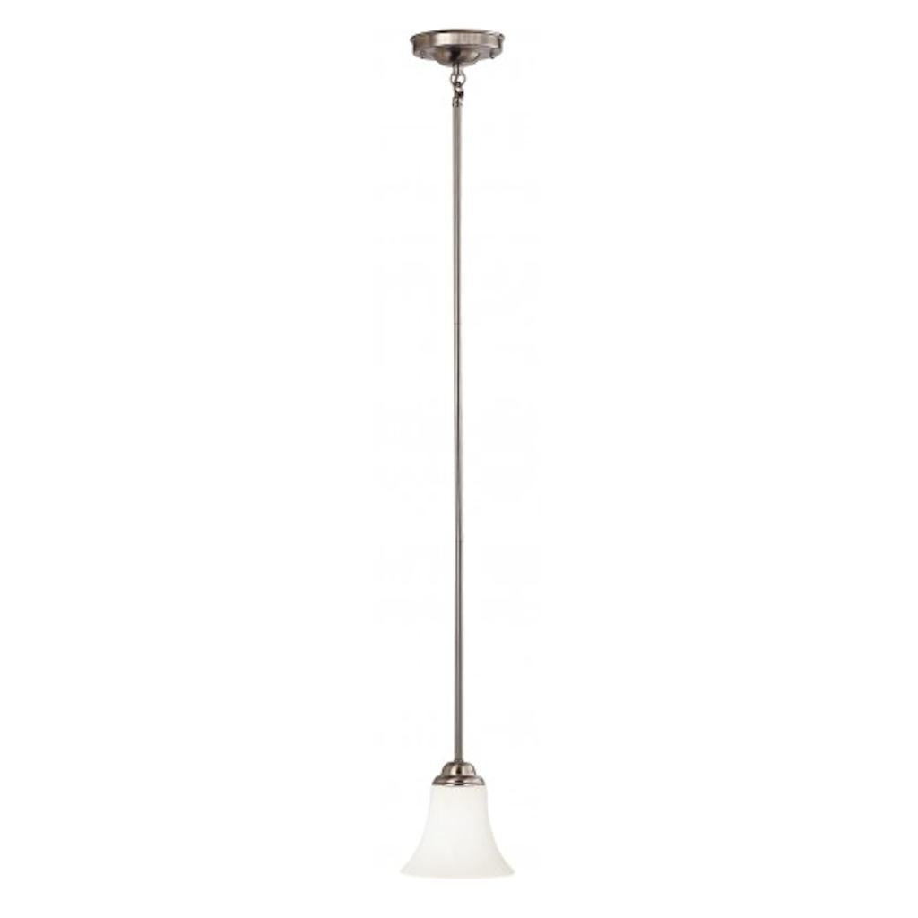 1 Light Brushed Nickel White Satin Glass Shade Mini Pendant Light Fixture 1