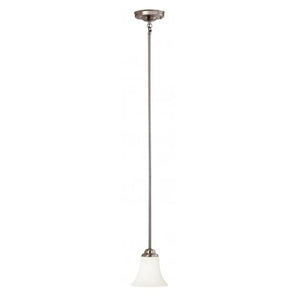 1 Light Brushed Nickel White Satin Glass Shade Mini Pendant Light Fixture 1