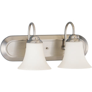 2 Light Brushed Nickel White Satin Glass Shades Vanity Light Fixture 1