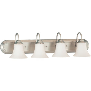 4 Light Brushed Nickel White Satin Glass Shades Vanity Light Fixture 1