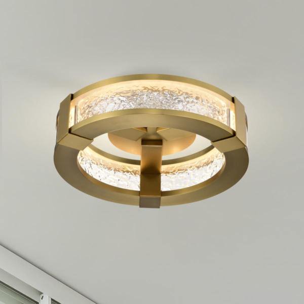 13" 30 watt 120/277 volt 3000K Natural White Vintage Brass Indoor LED Flush Mount Fixture 4