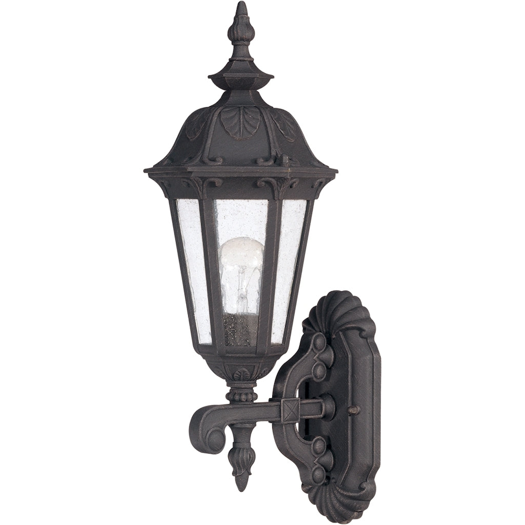 1 Light 7" Satin Iron Ore Seeded Mist Glass Shade Outdoor Wall Lantern Light Fixture 1