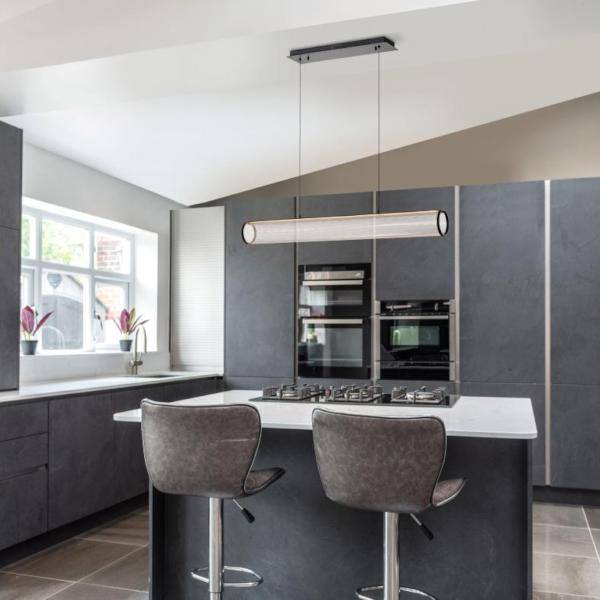 43" 32 watt 120/277 volt 3000K Natural White Matte Black LED Island Pendant Light Fixture 3