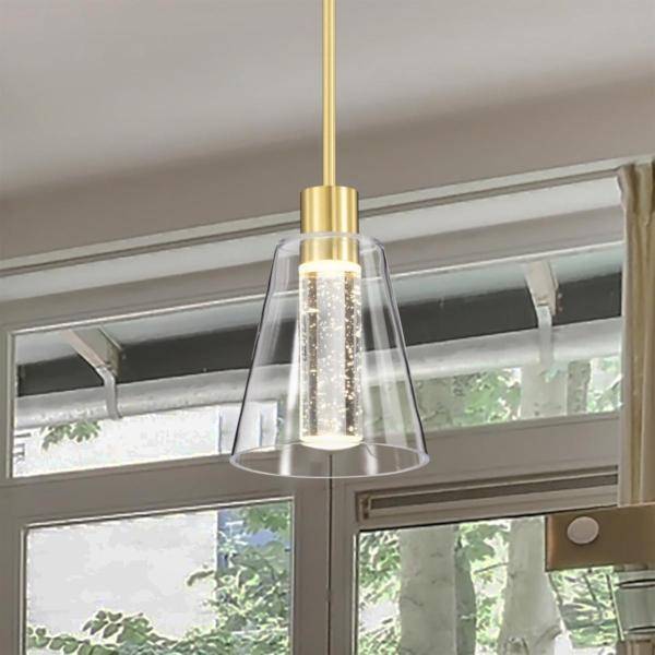 7" 12 watt 120 volt 3000K Natural White Brushed Brass LED Pendant 3