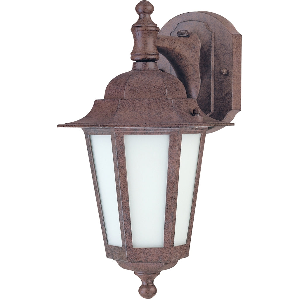 1 Light 7" Old Bronze Frosted Glass Shade Outdoor Wall Lantern Light Fixture with Photocell 1