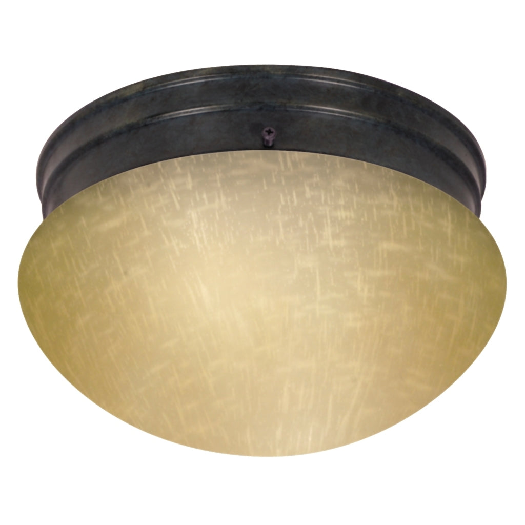 2 Light Mahogany Bronze Champagne Linen Glass Mushroom Shade Ceiling Light Fixture 1
