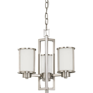 3 Light Brushed Nickel Satin White Glass Shades Chandelier Light Fixture 1
