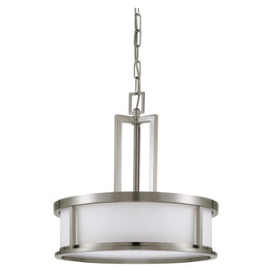4 Light Brushed Nickel Satin White Glass Shade Pendant Light Fixture 1