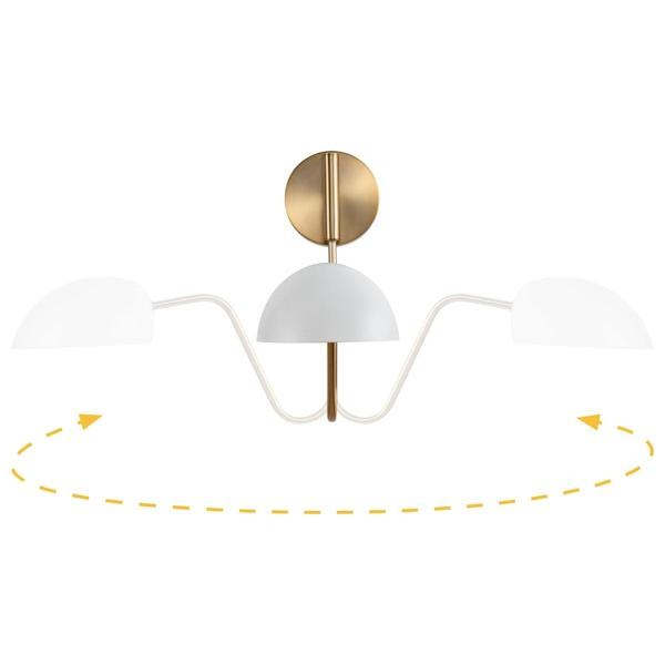 1 Light Wall Sconce Burnished Brass White Shade Wall Sconce 2