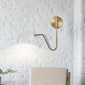 1 Light Wall Sconce Burnished Brass White Shade Wall Sconce 3