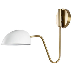 1 Light Wall Sconce Burnished Brass White Shade Wall Sconce 1