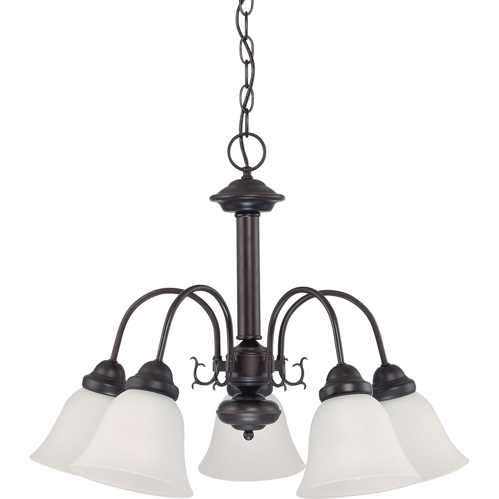 5 Light Mahogany Bronze Frosted White Glass Shades Chandelier Light Fixture 1