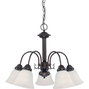 5 Light Mahogany Bronze Frosted White Glass Shades Chandelier Light Fixture 1