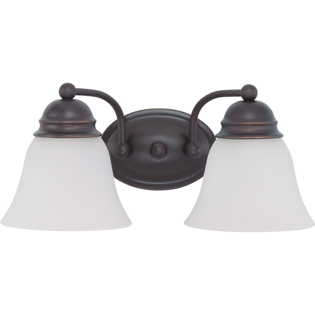 2 Light Mahogany Bronze Frosted White Glass Shades Vanity Light Fixture 1