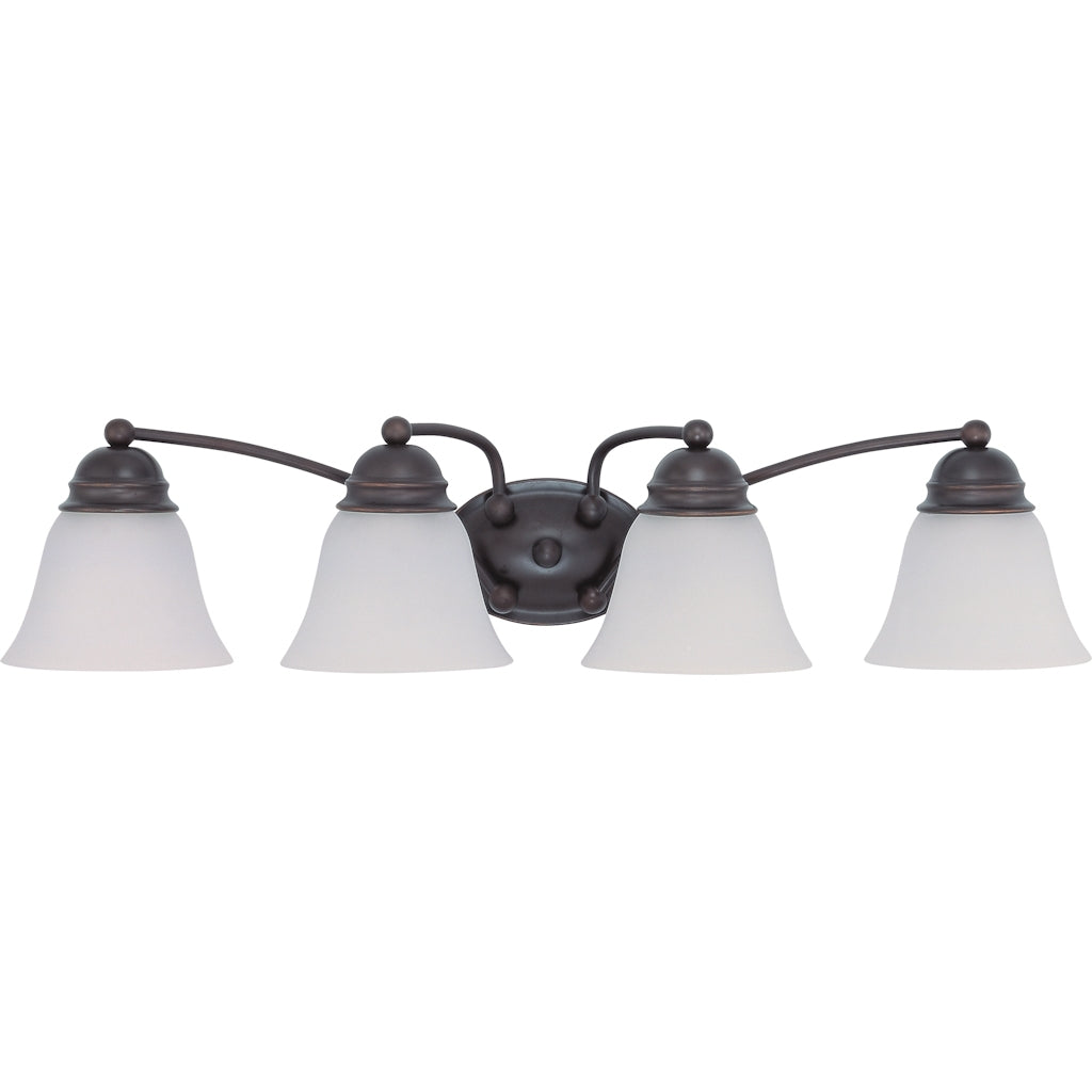 4 Light Mahogany Bronze Frosted White Glass Shades Vanity Light Fixture 1