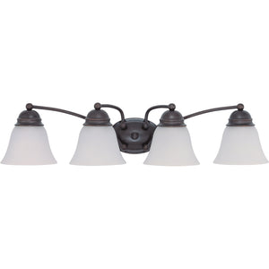 4 Light Mahogany Bronze Frosted White Glass Shades Vanity Light Fixture 1