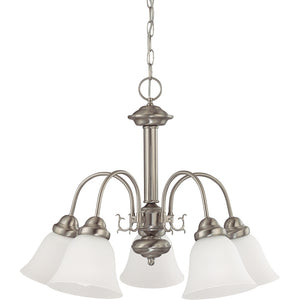 5 Light Brushed Nickel Frosted White Glass Shades Chandelier Light Fixture 1