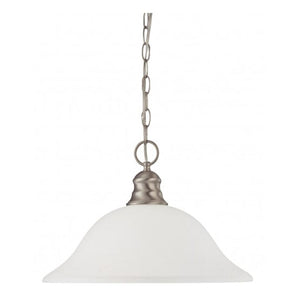 1 Light Brushed Nickel Frosted White Glass Shade Pendant Light Fixture 1