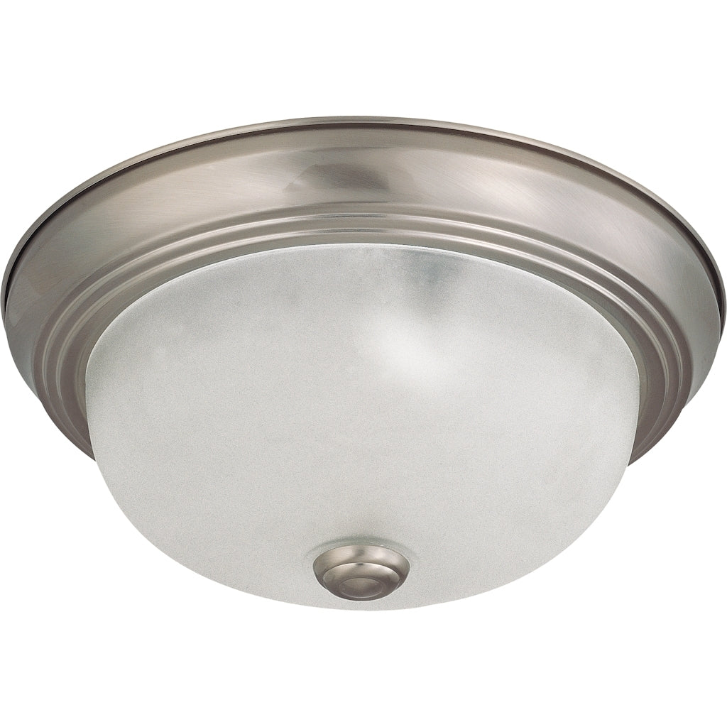 2 Light Brushed Nickel Frosted White Glass Shade Ceiling Light Fixture 1
