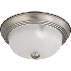 2 Light Brushed Nickel Frosted White Glass Shade Ceiling Light Fixture 1