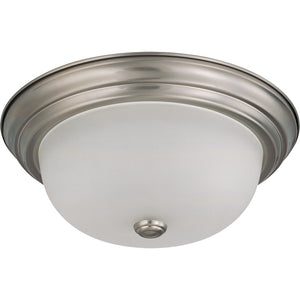 2 Light Brushed Nickel Frosted White Glass Shade Ceiling Light Fixture 1