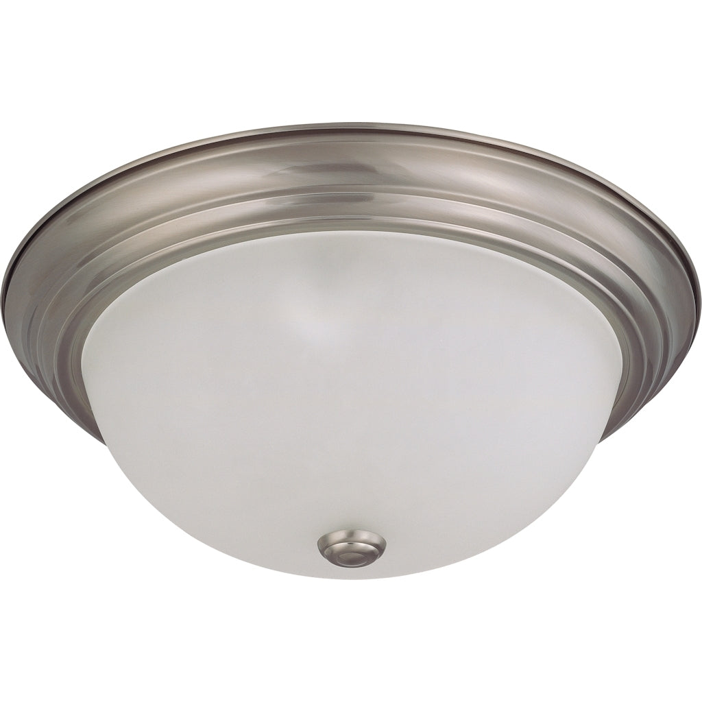 3 Light Brushed Nickel Frosted White Glass Shade Ceiling Light Fixture 1