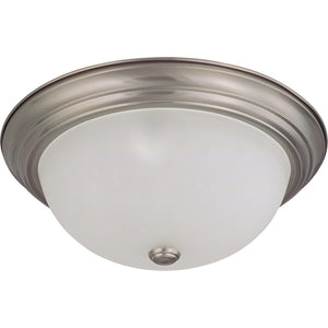 3 Light Brushed Nickel Frosted White Glass Shade Ceiling Light Fixture 1