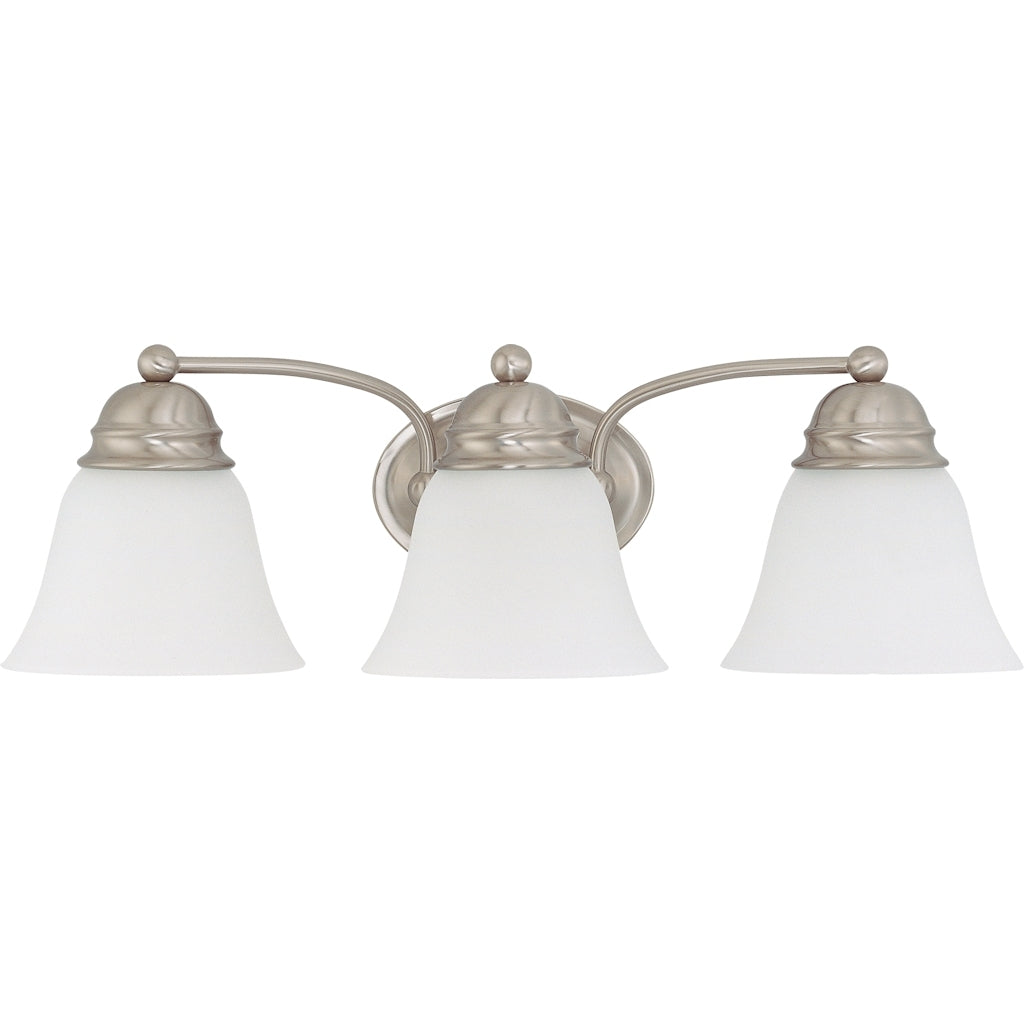3 Light Brushed Nickel Frosted White Glass Shades Vanity Light Fixture 1