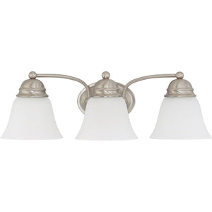 3 Light Brushed Nickel Frosted White Glass Shades Vanity Light Fixture 1