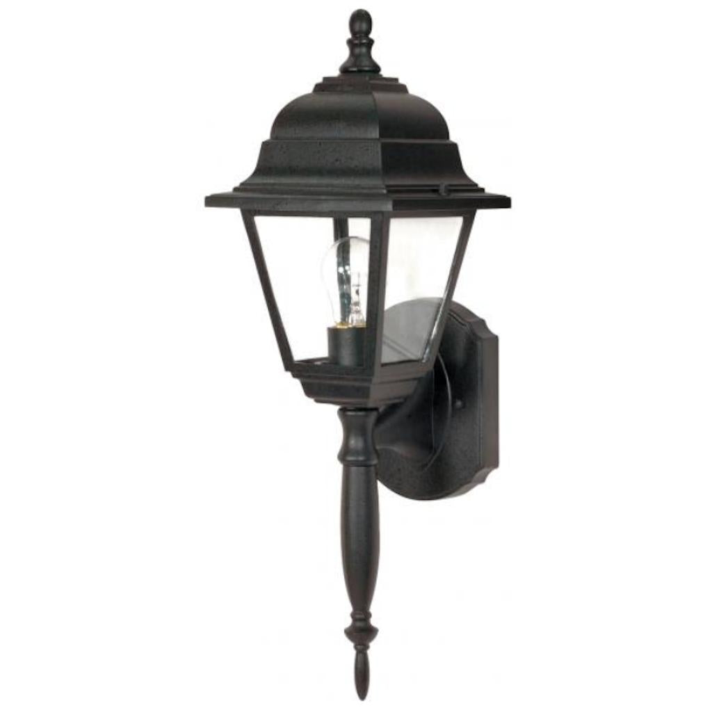 1 Light Textured Black Clear Seed Glass Shade Wall Lantern 1