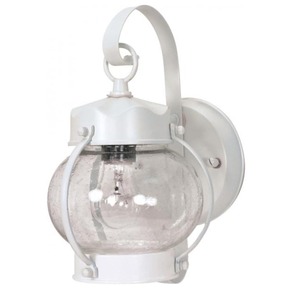 1 Light White Clear Seed Glass Shade Post Lantern 1