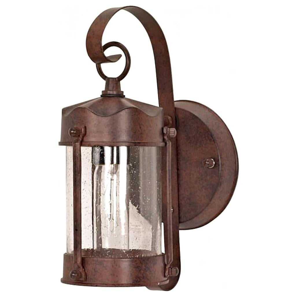 1 Light Old Bronze Clear Seed Glass Shade Wall Lantern 1