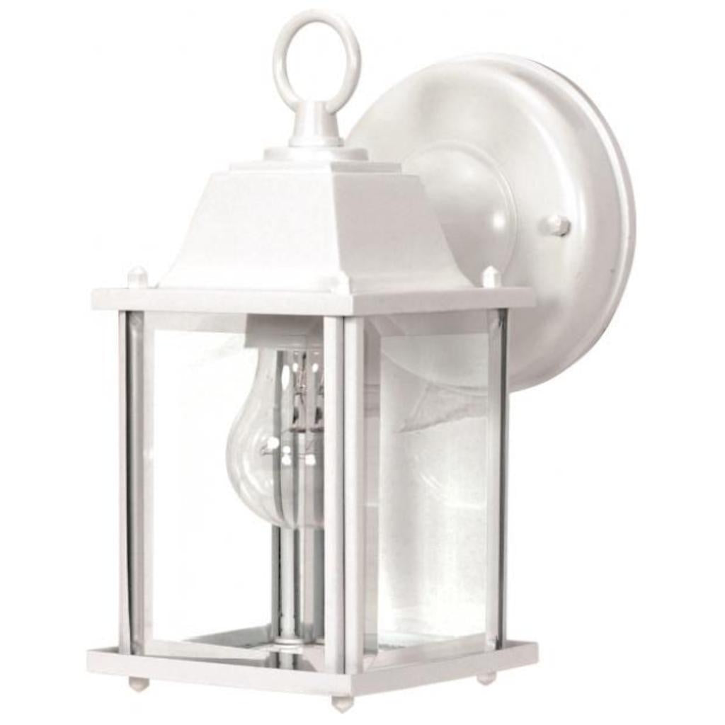 1 Light White Clear Beveled Glass Shade Wall Lantern 1