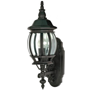 1 Light 20" Textured Black Clear Beveled Glass Shade Wall Lantern 1