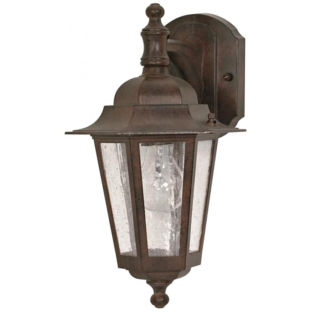 1 Light Old Bronze Clear Seed Glass Shade Wall Lantern 1
