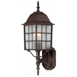 1 Light 18" Rustic Bronze Frosted Glass Shade Wall Lantern 1