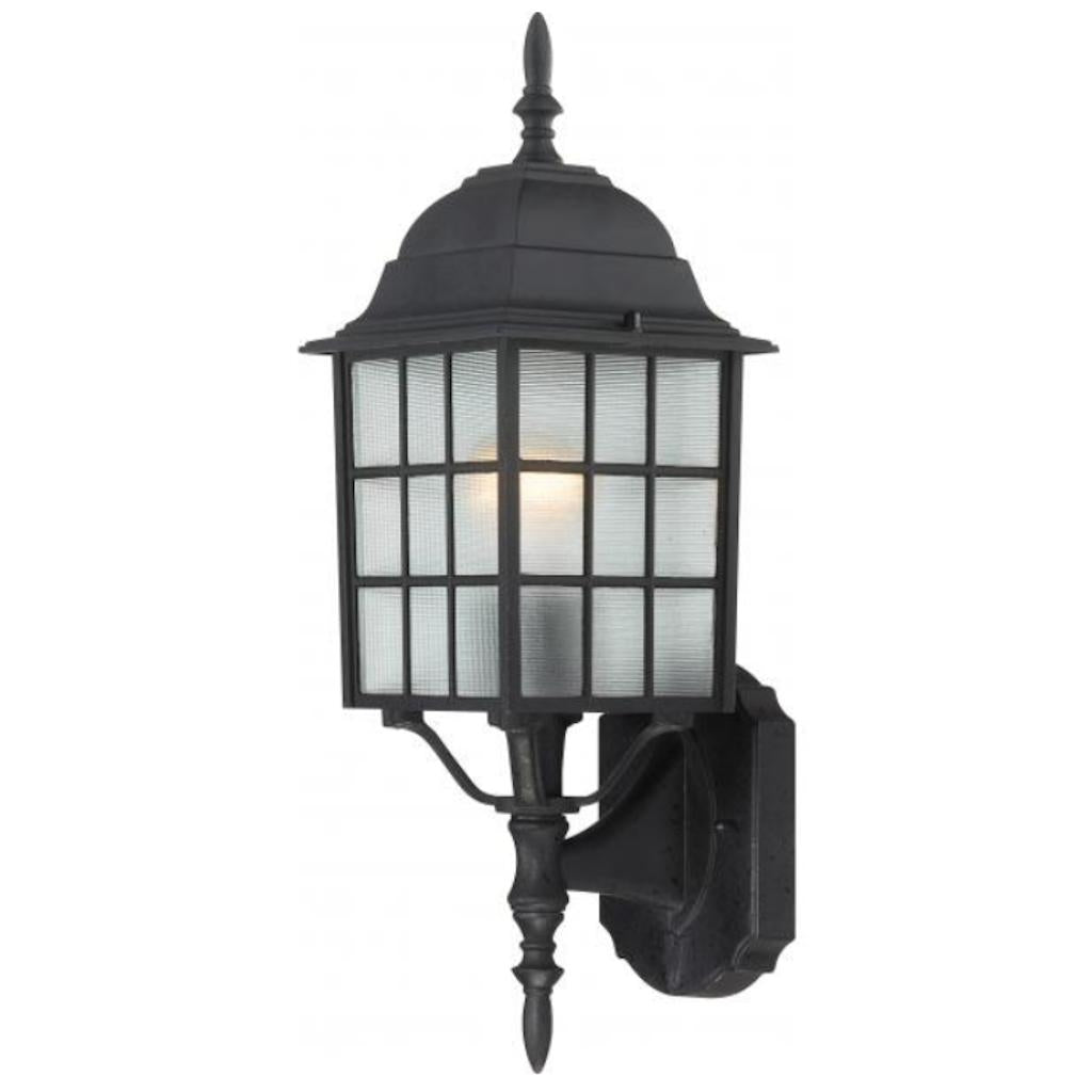 1 Light 18" Textured Black Frosted Glass Shade Wall Lantern 1