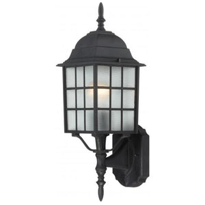 1 Light 18" Textured Black Frosted Glass Shade Wall Lantern 1