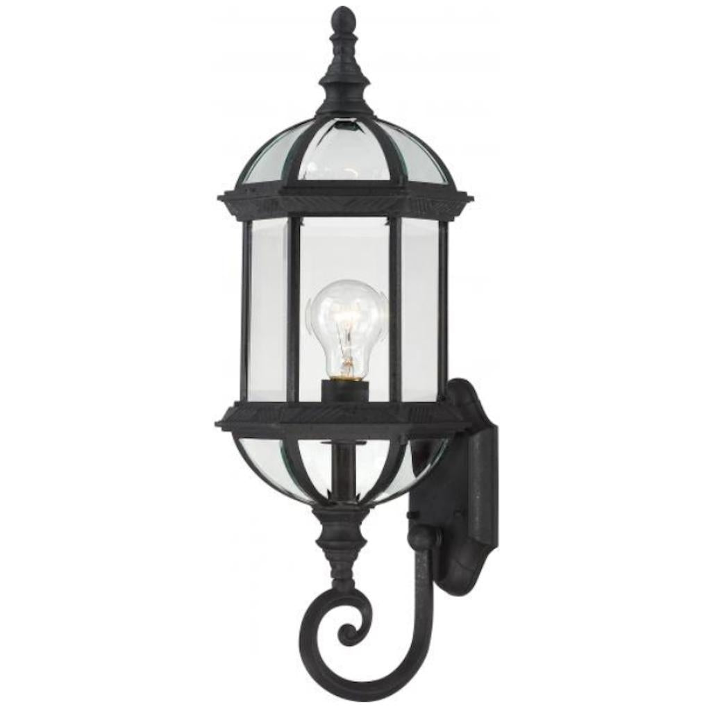 1 Light 22" Textured Black Clear Beveled Glass Shade Wall Lantern 1